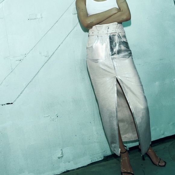 Zara Dresses & Skirts - METALLIC ZW MIDI SKIRT
